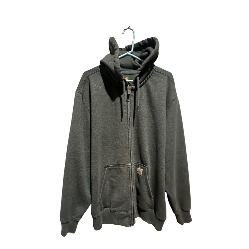 Carhartt Hoodie Original Fit Gray Fleece Full Zip Workwear Mens XXL Heavyweight